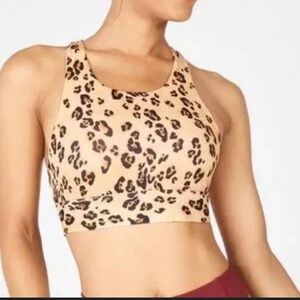 Fabletics Womens Tan Leopard Print Sports Bra Large